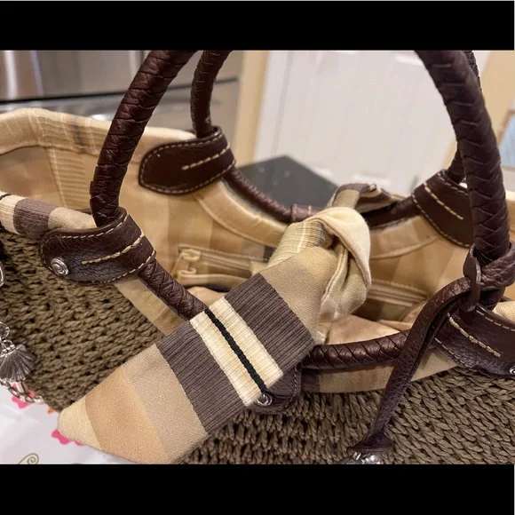 BRIGHTON NAUTICAL ACCENTS JUTE AND LEATHER SHOULDER BAG HANDBAG PURSE - Picture 8 of 13